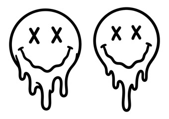 Two melting smiley faces with x eyes, expressing a sense of humor and a unique style