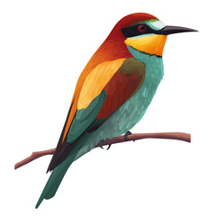Minimal 2D flat vector of a Bee-eater, icon-style illustration on a white background
