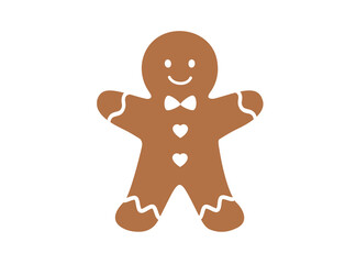 A delightful gingerbread man cookie decorated with icing, smiling on isolated background. Perfect for holiday themes, baking, and festive celebrations