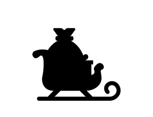 Black Sleigh with presents illustration.