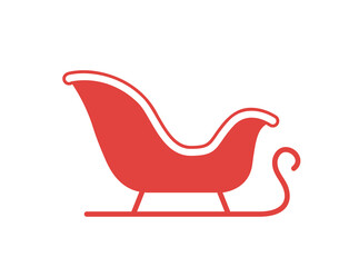 Christmas Sleigh. Red Santa Claus Sleigh on isolated background.