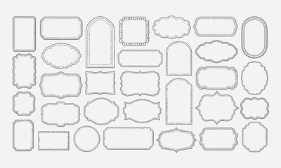 Collection of ornate decorative borders and frames in various shapes and styles for graphic design and labeling