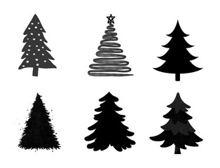 set of christmas trees