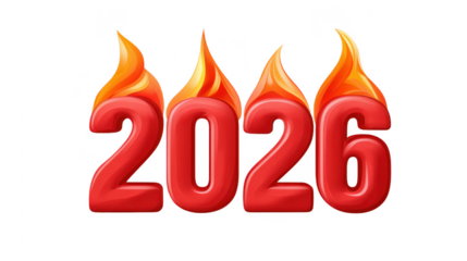 Celebratory candle numbers 2026 glowing with flame festive theme high-quality image