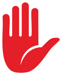Red Stop Hand Signal Icon Simple Flat Vector Graphic Illustration