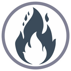 Abstract Fire Flames in Round Frame Isolated Design Graphic Element