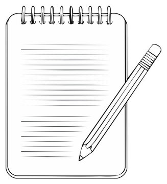 Open Notepad with Lines and Pencil Ready for Writing Sketch Blank Page