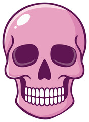 Obraz premium Cartoon Skull Illustration Front Facing in Pink and Purple Shades Isolated