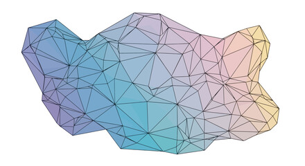 Modern polygonal geometric shape with vibrant color gradients, perfect for tech backgrounds, creative designs, and digital artwork with a futuristic feel