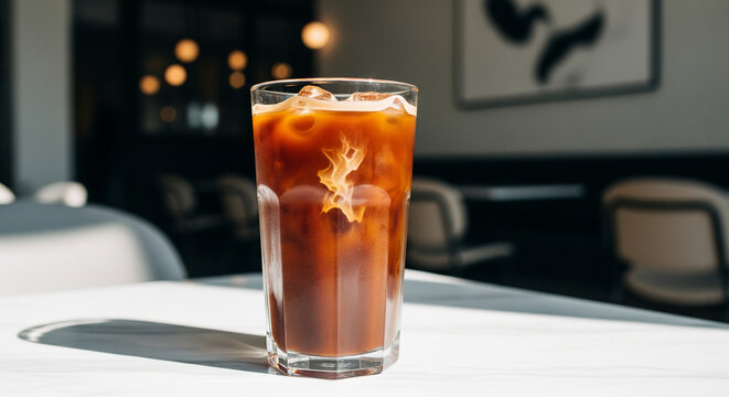 Chocolate Boba coffee drink on the table