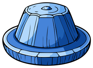 Blue Fountain with Textured Design and Water Basin