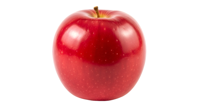 Single red apple isolated on transparent background