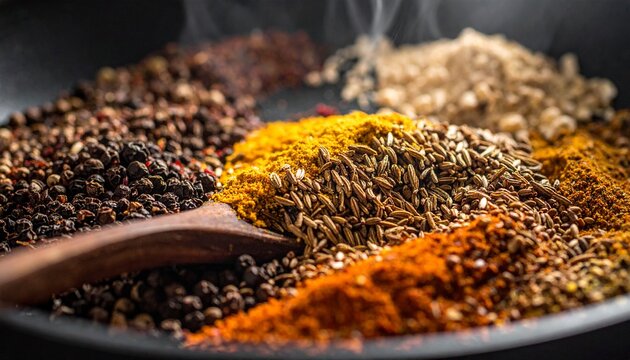 Macro of Roasted Spices. Cooking Close Up Shot