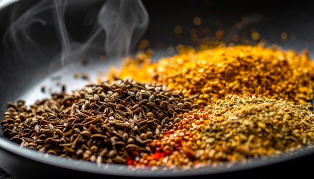 Macro of Roasted Spices. Cooking Close Up Shot