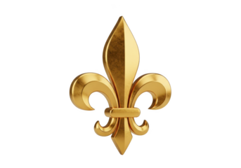 Golden fleur de lis emblem on black background