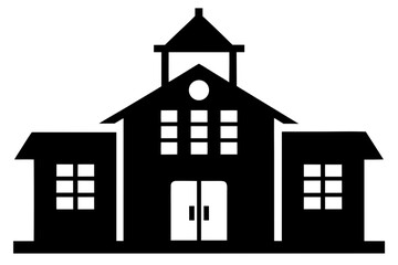 School building icon, university silhouette art 