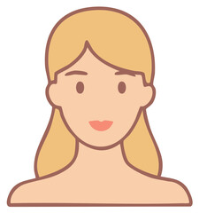 Obraz premium Simple flat vector illustration of a young woman with blonde hair. Head and shoulders portrait for an avatar or user icon.