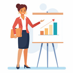 Fototapeta premium Businesswoman presenting a successful financial growth chart on a whiteboard during a meeting