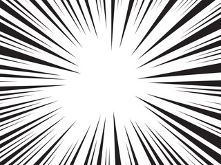 Obraz premium Manga comic explosion, motion or movement effect, vector background. Manga anime cartoon radial speed lines and abstract pattern for comic book burst, flash ray or explode bang action