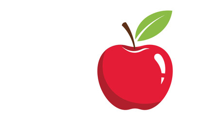Obraz premium A vibrant red apple with a single green leaf attached to its stem, rendered in a clean, modern style, representing health, freshness, and natural goodness.