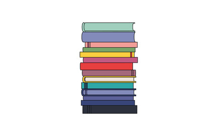 A tall stack of colorful books with different colored spines, suggesting knowledge, education, or reading.