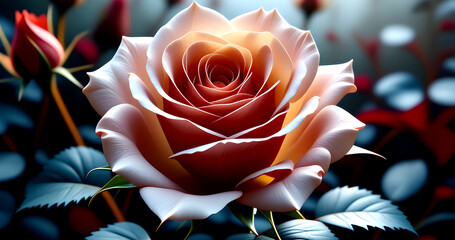 red rose on blue background