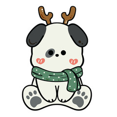 Cute Reindeer Dog with Scarf