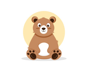 Cute Bear icon. Cartoon style. Vector illustration