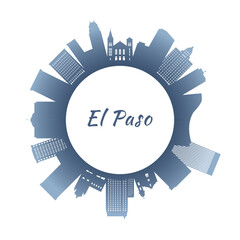 El Paso skyline with colorful buildings. Circular style. Stock vector illustration
