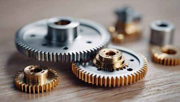 Mechanical parts and gear mechanism in detail, suitable for technical s or DIY tutorials