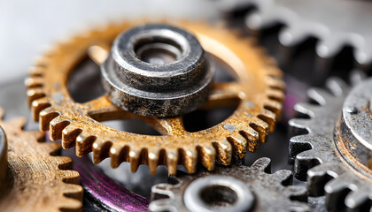 Mechanical parts and gear mechanism in detail, suitable for technical s or DIY tutorials