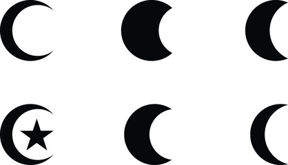 Moon shapes silhouette icon © Hannanget