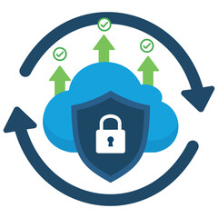 Secure Cloud Computing with Shield and Lock Icon for Data Protection and Cybersecurity