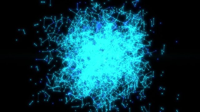 Artificial intelligence plexus particles forming a glowing sphere