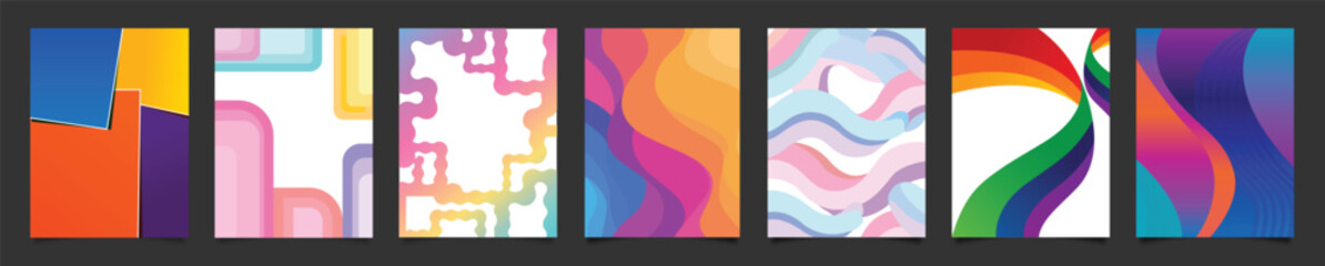 Collection of vibrant abstract backgrounds with modern colorful patterns, flowing waves, dynamic gradients, and unique geometric shapes perfect for various design projects.