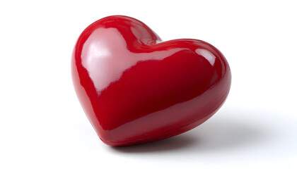 A red heart-shaped object on a white background, often used for decorative or symbolic purposes