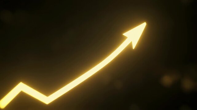 Growth Arrow, Upward Trend, Success, Financial Increase, Golden Glow