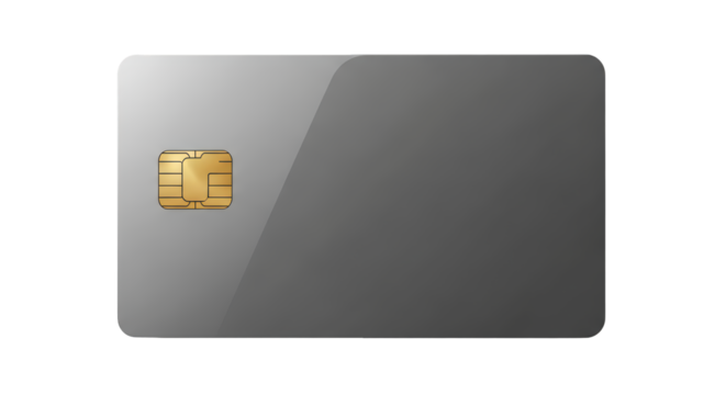 Close-up view of a generic credit card or smart card chip, financial technology concept, isolated transparent PNG 4K (चिप कार्ड) - Powered by Adobe
