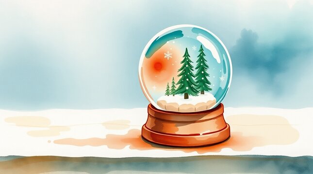 Christmas snow globe decoration on a desk 