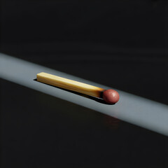 Unlit Matchstick on Stark Black Background