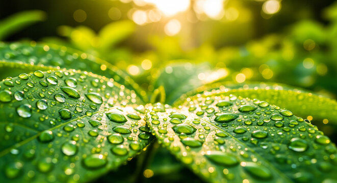 green leaf with water drops