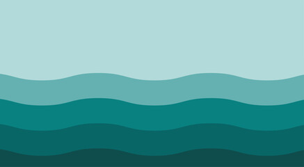 Abstract ocean waves illustration with a calming gradient of blues and greens, creating a serene and tranquil atmosphere, perfect for backgrounds and designs