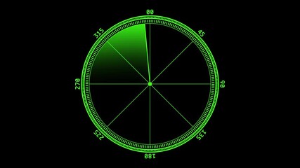 Blue Radar Scanner Interface Animation with Rotating Beam and Grid for Military Tracking, Air Traffic, and Sci-Fi HUD Display