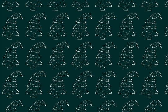 Seamless doodle pine tree pattern for wrapping paper, textile prints, and winter branding projects