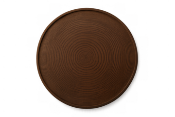Wooden serving tray showing natural dark brown texture, perfect for food presentation or background element. Isolated view