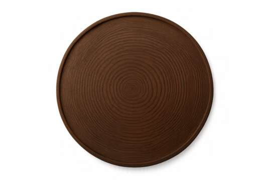 Wooden serving tray showing natural dark brown texture, perfect for food presentation or background element. Isolated view