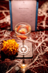 Transparent and Red Mixology Cocktail in Elegant Glass  Vibrant Artisan Drink