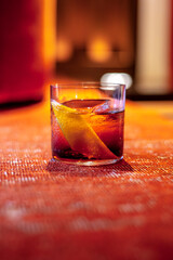 Classic Negroni Cocktail with Orange Garnish — Italian Mixology