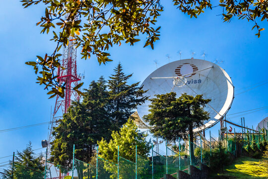 Sierra de Guadalupe, State of Mexico, Mexico, November 27 2024 satellite dish for telecommunications, televisa antenna in the Sierra de Guadalupe, state of Mexico