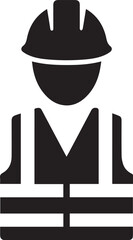 vector silhouette icon of Safety helmet and vest combo on white background